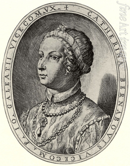 Campi Antonio - Portrait of Caterina Visconti (1361-1404), Duchess of Milan. Illustration for 