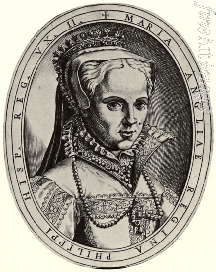 Campi Antonio - Porträt von Maria I. Tudor, Königin von England. Illustration für 