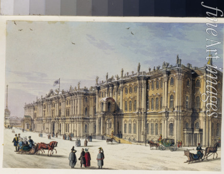 Unbekannter Künstler - Blick auf den Winterpalast in Sankt Petersburg (Album von Marie Taglioni)