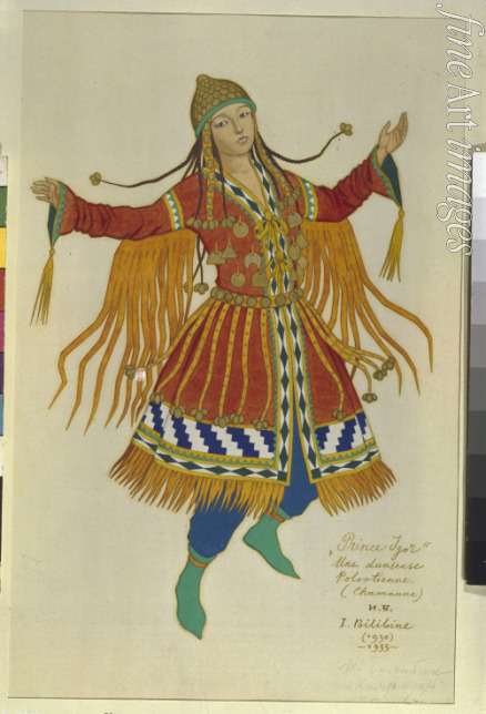Bilibin Ivan Yakovlevich - Polovtsian Maiden. Costume design for the opera Prince Igor by A. Borodin