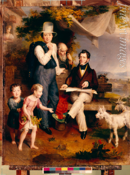 Golicke Wilhelm August - Selbstbildnis mit Porträt von Maler George Dawe (1781-1829)