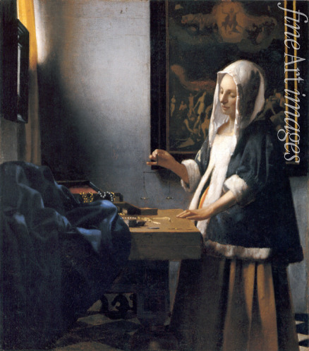 Vermeer Jan (Johannes) - Frau mit Waage (Die Perlenwägerin)