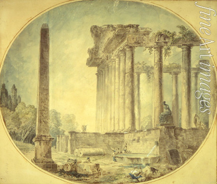 Robert Hubert - Ruine mit Obelisk