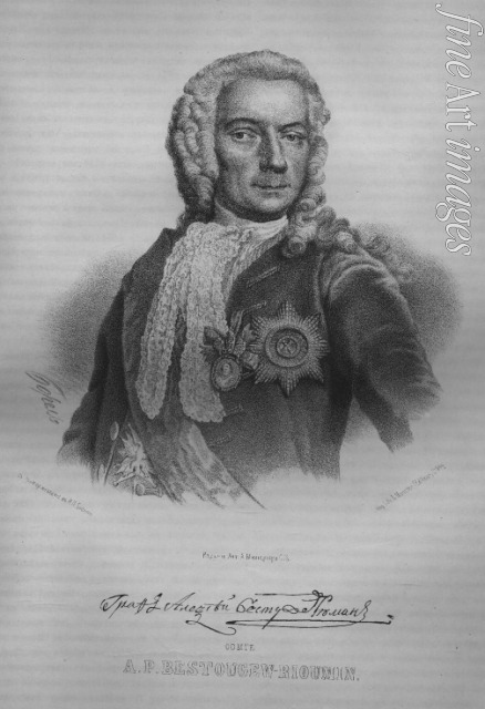 Borel Pyotr Fyodorovich - Portrait of Count Alexey Petrovich Bestuzhev-Ryumin (1693-1766)