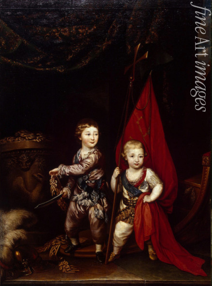 Brompton Richard - Porträt von Großfürsten Alexander Pawlowitsch und Konstantin Pawlowitsch als Kinder