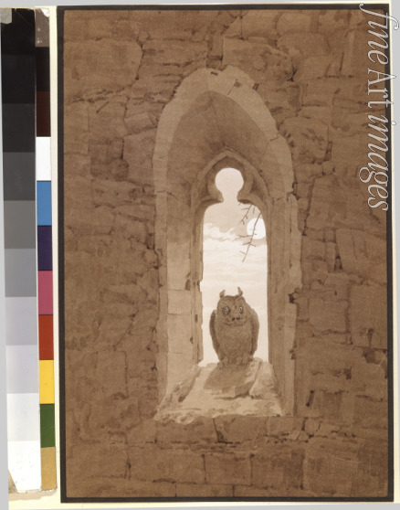 Friedrich Caspar David - Die Eule im gotischen Fenster