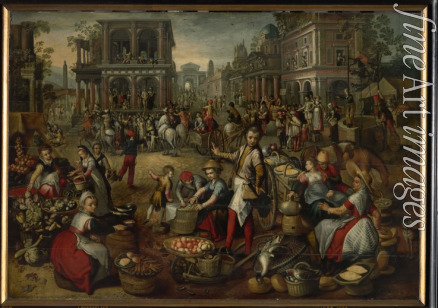 Beuckelaer Joachim - Market place with Scene Ecce homo in the background