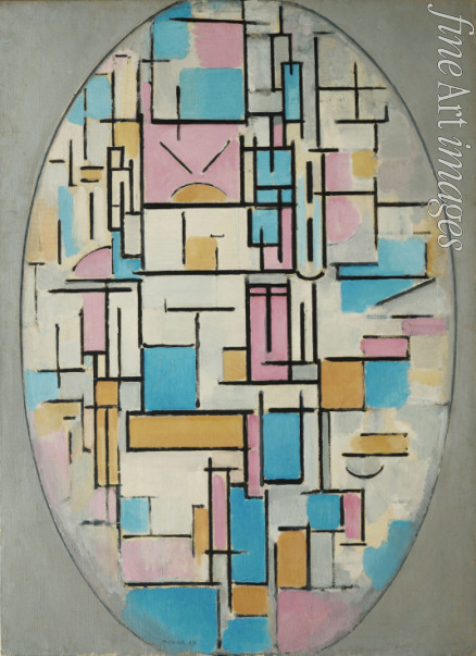 Mondrian Piet - Composition in Oval with Color Planes 1