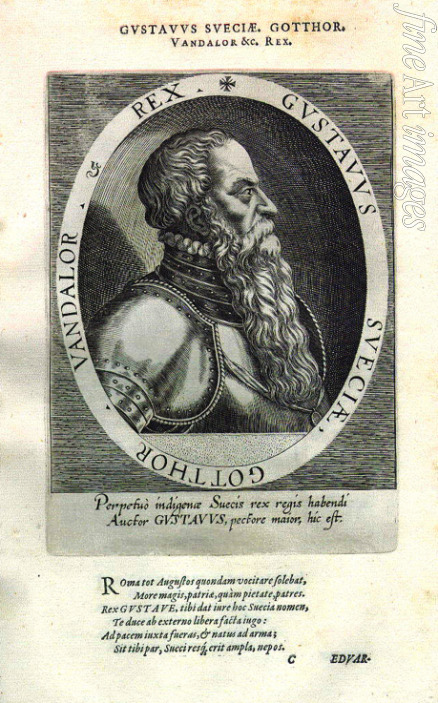 Custos Dominicus - Gustav I. Wasa von Schweden. Aus Atrium heroicum, Augsburg 1600-1602