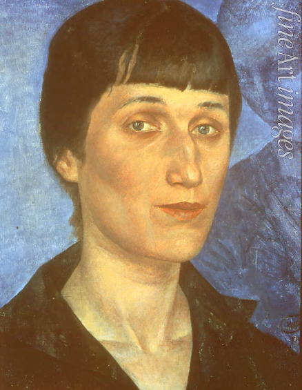 Petrow-Wodkin Kusma Sergejewitsch - Porträt von Dichterin Anna Achmatowa (1889-1966)