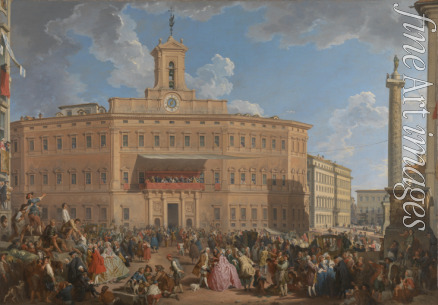 Pannini (Panini) Giovanni Paolo - The Lottery in Piazza di Montecitorio