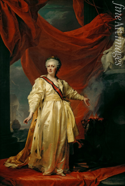 Lewizki Dmitri Grigoriewitsch - Porträt von Katharina II. als Göttin der Justiz im Tempel der Gerechtigkeit