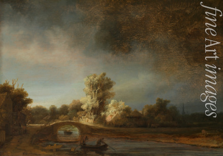 Rembrandt van Rhijn - Landschaft mit Steinbrücke