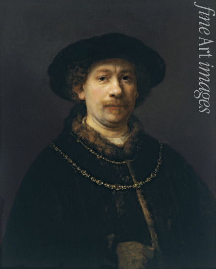 Rembrandt van Rhijn - Self Portrait with Beret and Two Gold Chains