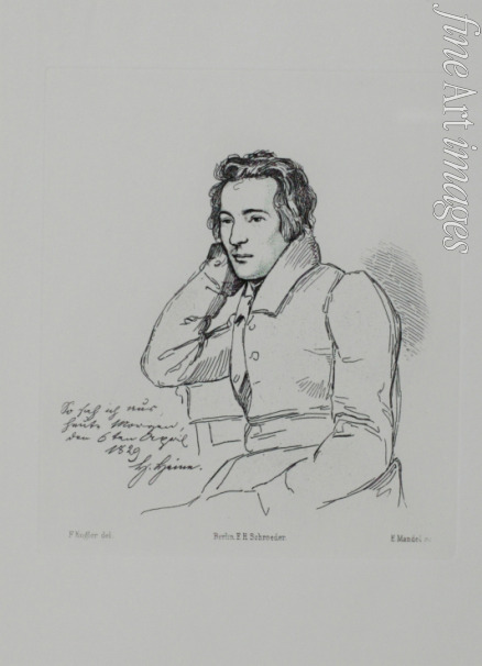Mandel Eduard - Porträt des Dichters Heinrich Heine (1797-1856) Nach der Zeichnung von Franz Kugler aus dem Jahre 1829