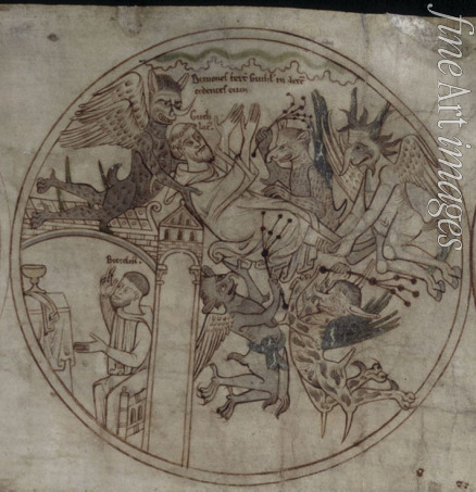 Unbekannter Künstler - Guthlac, von Dämonen attackiert (Manuskript Das Leben des heiligen Guhlac)