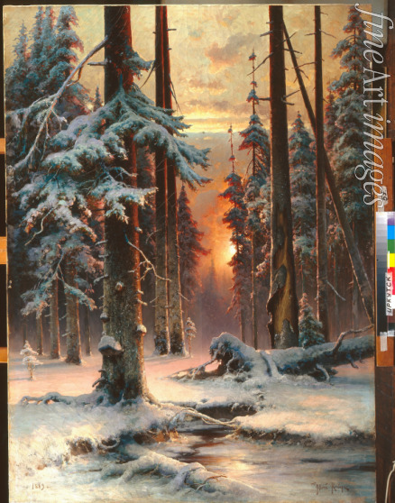 Klever Juli Julievich (Julius) von the Elder - Winter Sunset in the Fir Forest