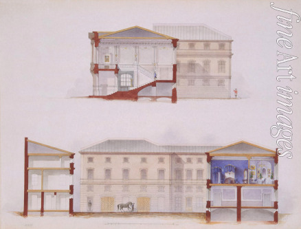 Mayblum Jules - The Stroganov Palace in Saint Petersburg. Plan of the Facade and Section