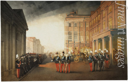 Zichy Mihály - Parade vor dem Anitschkow-Palast am 26. Februar 1870