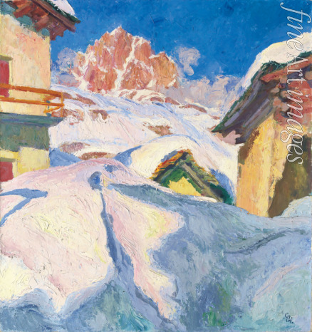 Giacometti Giovanni - Capolago im Winter mit Blick auf Piz Lagrev