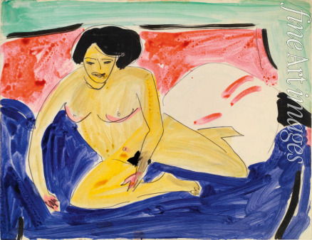 Kirchner Ernst Ludwig - Seated Nude on Divan