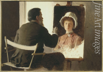 Kramskoi Ivan Nikolayevich - Kramskoy Painting a Portrait of his Daughter