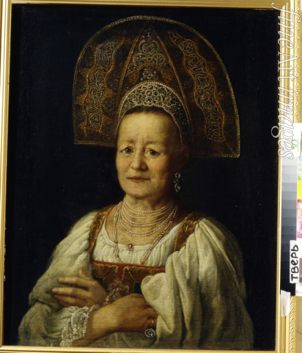 Drozhdin Petro Semyonovich - Portrait of a Merchant Woman in Kokoshnik