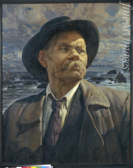 Brodski Isaak Israilewitsch - Porträt des Schriftstellers Maxim Gorki (1868-1939)