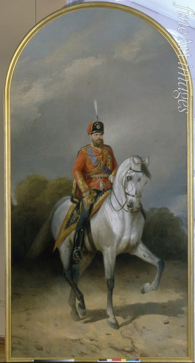 Swertschkow Nikolai Jegorowitsch - Porträt des Kaisers Alexander III. (1845-1894) in Uniform der Leib-Garde-Husaren-Regiment