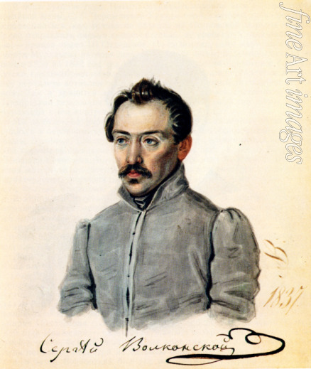 Bestuschew Nikolai Alexandrowitsch - Porträt von Dekabrist Fürst Sergei Wolkonski (1788-1865)