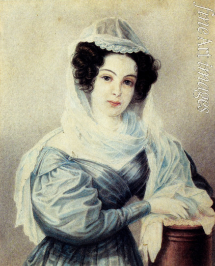 Bestuzhev Nikolai Alexandrovich - Portrait of Camilla Ivasheva (Le Dantieau) (1808-1839), wife of Decembrist Vasily Ivashev