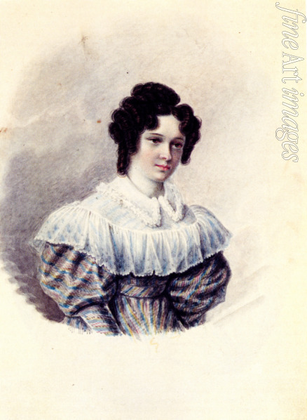 Bestuzhev Nikolai Alexandrovich - Portrait of Alexandra Ivanovna Davydova (1802-1895), wife of Decembrist Vasily Davydov