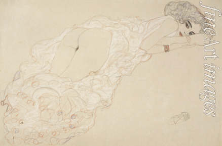 Klimt Gustav - Reclining Nude Lying on Her Stomach and Facing Right