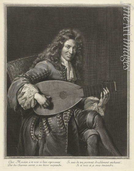 Edelinck Gerard - Porträt von Lautenspieler und Komponist Charles Mouton (um 1626-1710)
