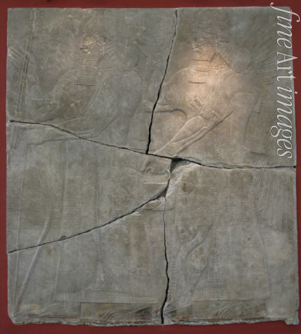 Assyrische Kunst - König Assurnasirpal II. und seim Gott. Relief aus dem Palast Assurnasirpals II.