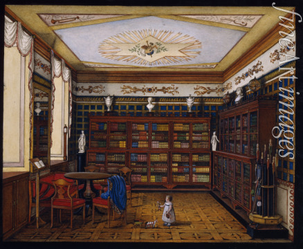 Unbekannter Künstler - Die Bibliothek von Graf Henryk Ilinski in Romaniw