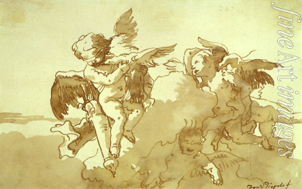 Tiepolo Giandomenico - Cupids with doves and a torch