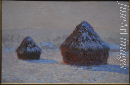Monet Claude - Die Getreideschober, Schneeeffekt, Morgen