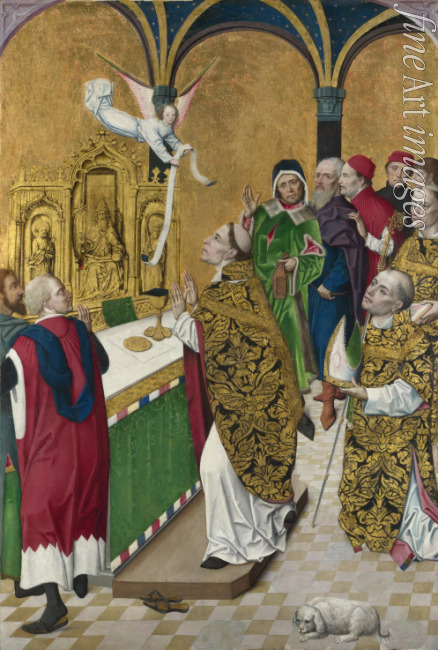 Meister des Marienlebens (Werkstatt) - Die Messe des heiligen Hubertus. Altarflügel des Altars von Werden
