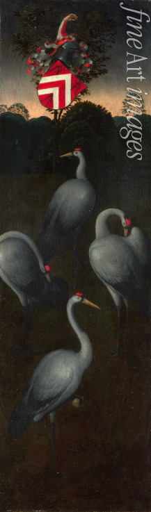Memling Hans - Cranes with the coat of arms of the Pagagnotti family (The reverse of a Panel from a Triptych)