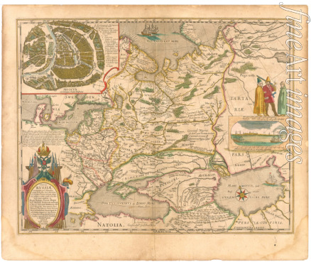 Blaeu Willem Janszoon - Map of Russia and Moscow (From: Theatrum Orbis Terrarum...) after Fyodor Godunov