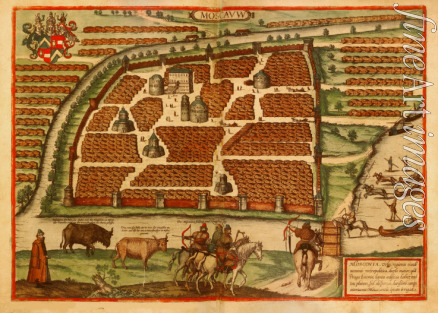 Braun Georg - Map of Moscow of the 16th century (From: Civitates orbis terrarium)
