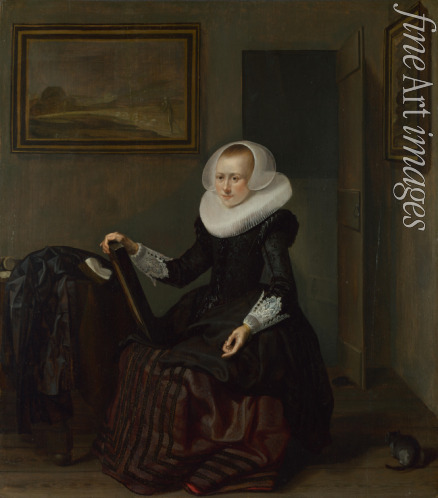 Codde Pieter - Eine Frau, einen Spiegel haltend