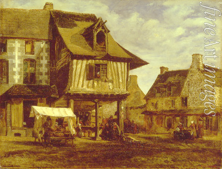 Rousseau Théodore - Market-Place in the Normandy