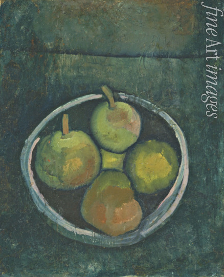 Klee Paul - Stilleben mit vier Früchten in Schale vor dunkelgrünem Grunde