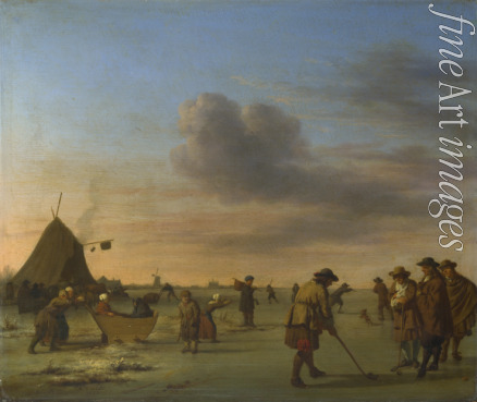 Velde Adriaen van de - Golfspieler auf dem Eis nahe Haarlem