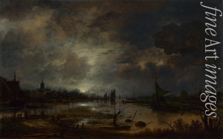 Neer Aert van der - A River near a Town, by Moonlight