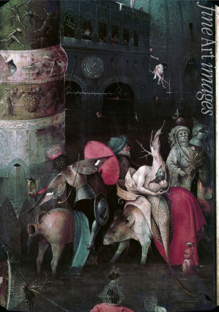 Bosch Hieronymus - Die Versuchung des heiligen Antonius (Triptychon, Detail des Mittelteils)