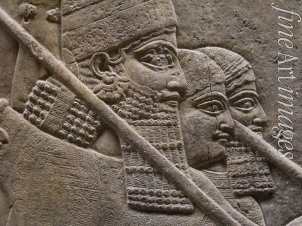 Assyrian Art - King Ashurnasirpal II during a royal lion hunt