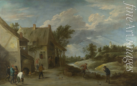 Teniers David the Younger - Peasants playing Bowls outside a Village Inn